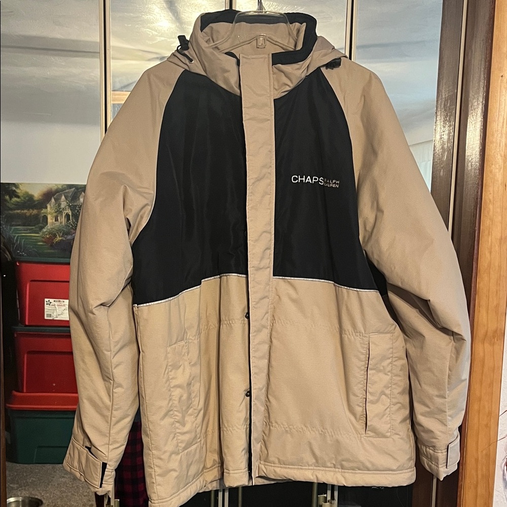 Chaps Ralph Lauren -Men's Beige and Black Performance Jacket Sz Large